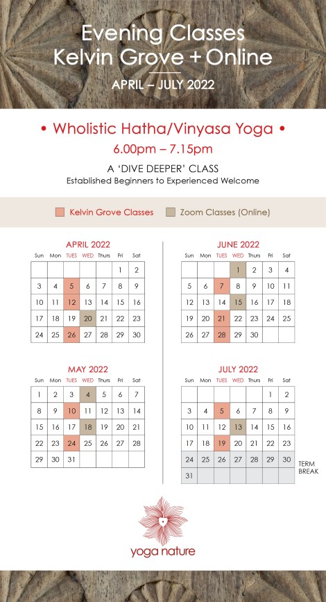 Yoga Nature – 2022 Timetable – April -July KG + Zoom F